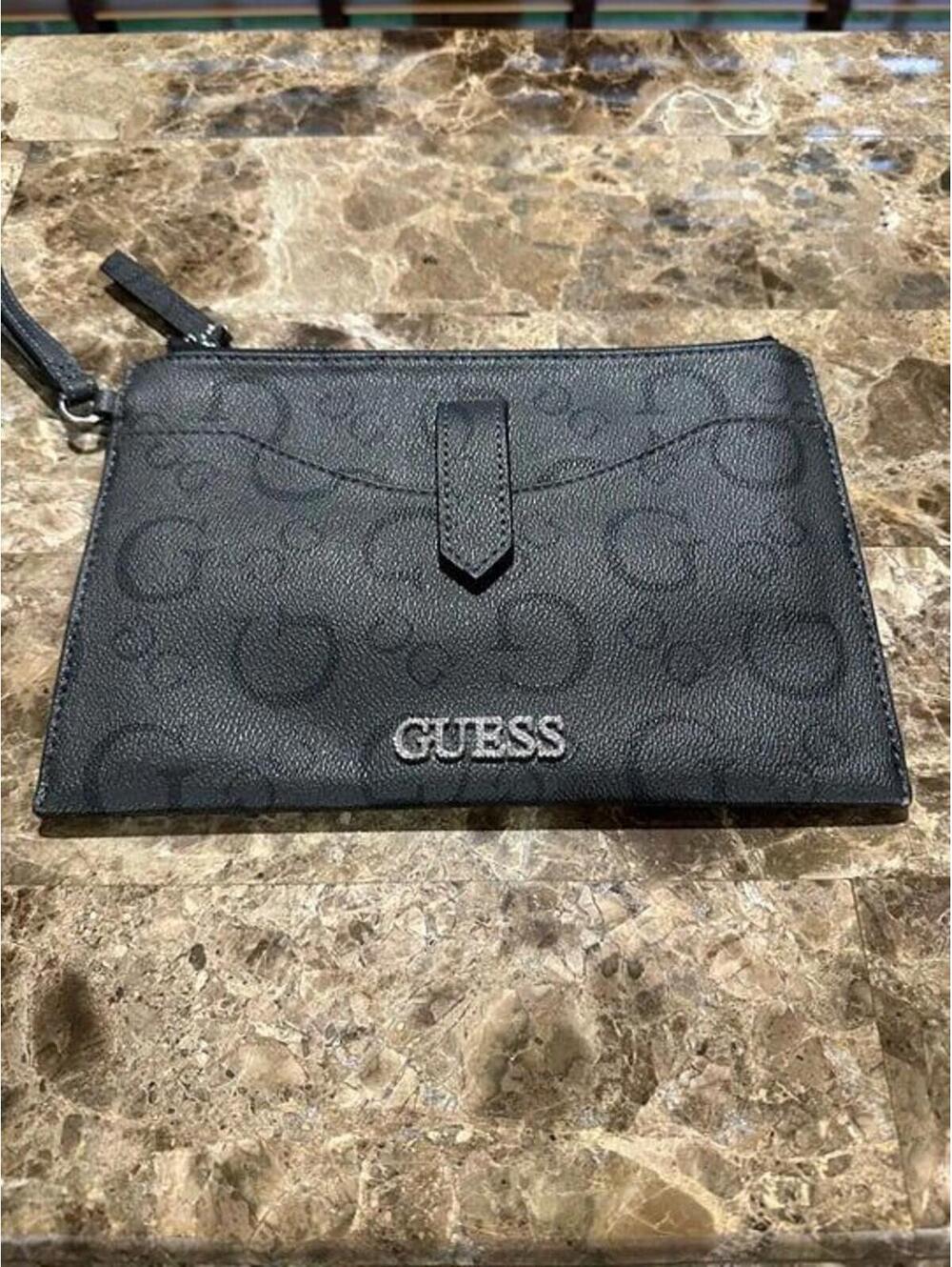Guess Black Logo Wristlet